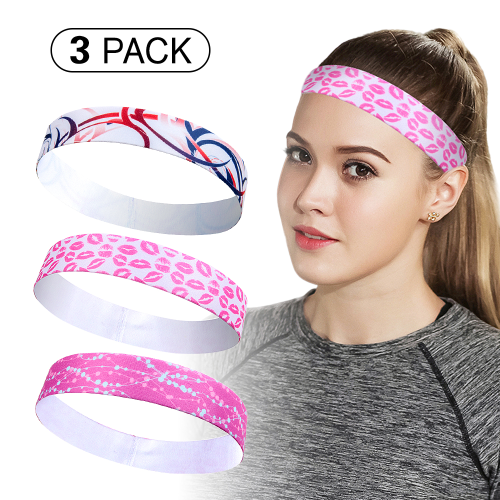 Set 3 cái Băng đô tập thể dục hút mồ hôi cho nam nữ, chất liệu vải mềm mại, thoải mái