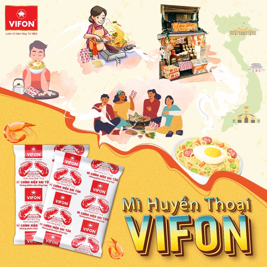 Thùng 30 gói mì 2 tôm Vifon 60gr