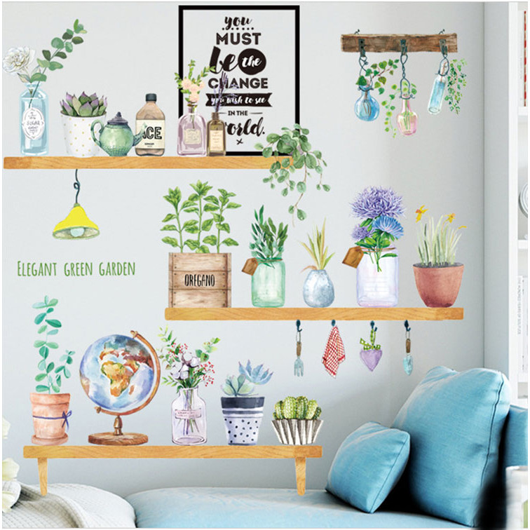 Decal lọ hoa, bình hoa trang trí tường