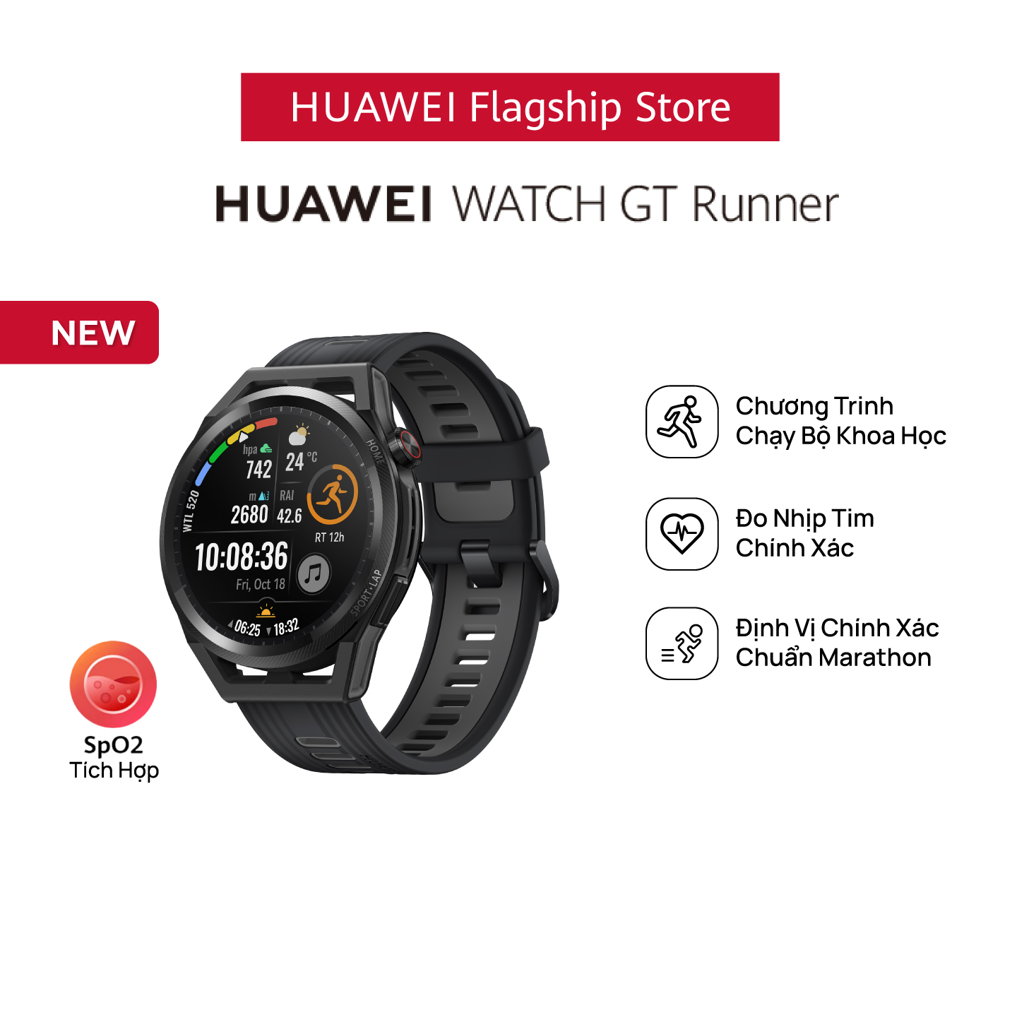 Đồng Hồ HUAWEI WATCH GT Runner | Chạy Bộ Khoa Học | Nhịp Tim Chính Xác | Định Vị Chuẩn Marathon | Hàng Chính Hãng