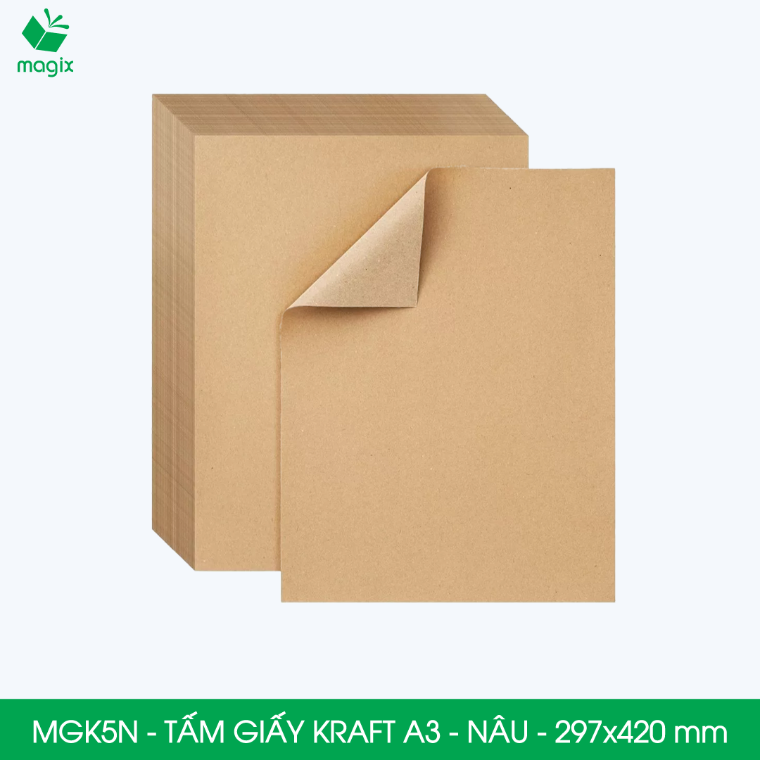 MGK5N - A3 - 70 gsm - 500 tờ giấy kraft nâu - Dùng gói hàng, bọc quà, làm nháp, chèn lót chống sốc