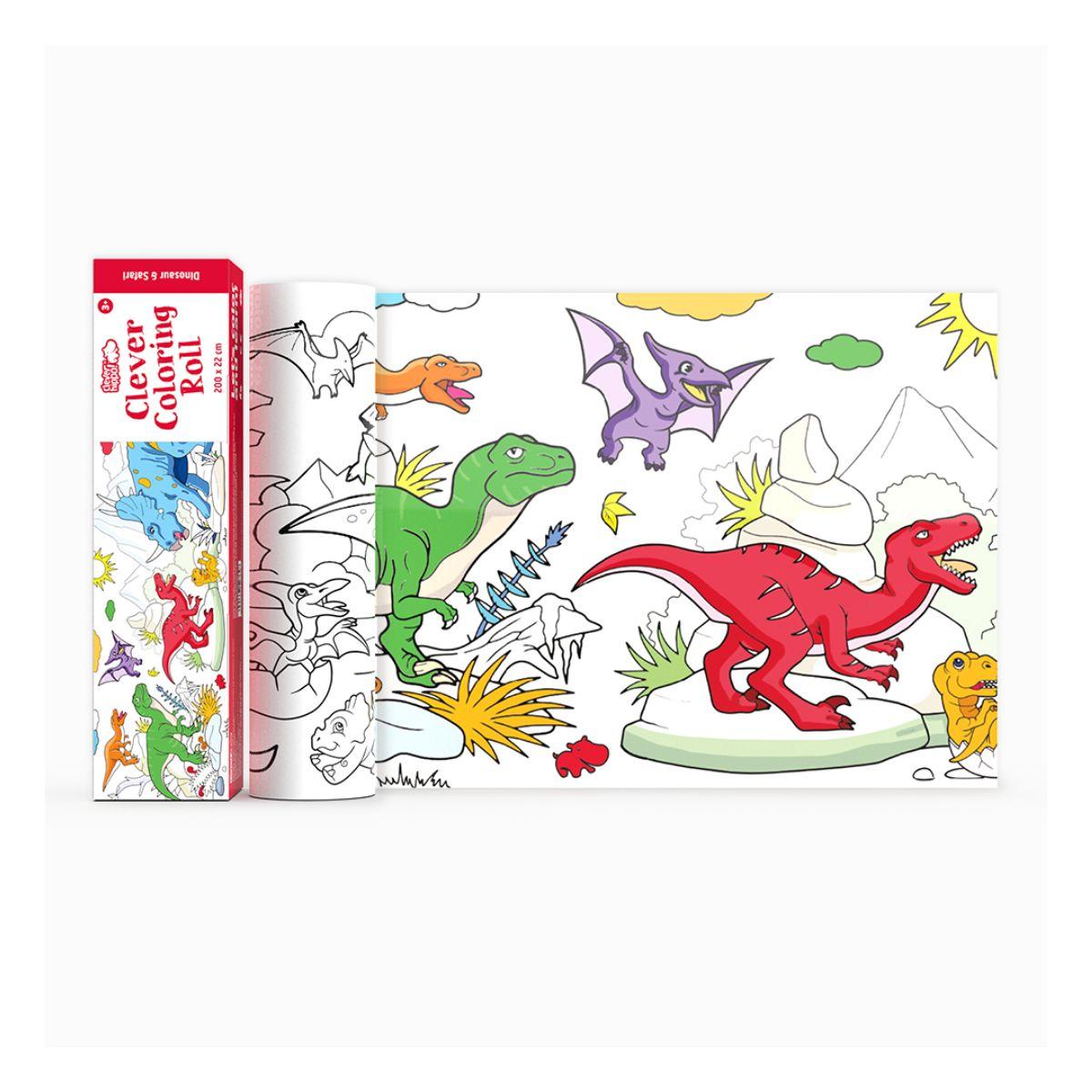 Đồ Chơi Sách Tô Màu Dạng Cuộn - Dinosaur &amp; Safari CLEVER HIPPO CR04