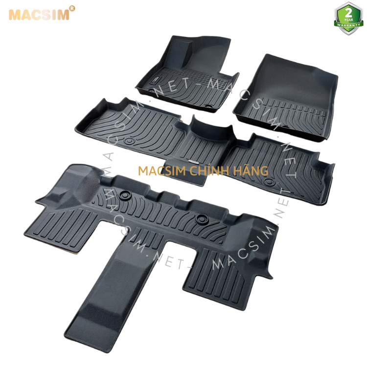 Thảm lót sàn xe ô tô Hyundai Santafe 2019- đến nay Nhãn hiệu Macsim chất liệu nhựa TPE cao cấp  - màu đen 3 hàng ghế