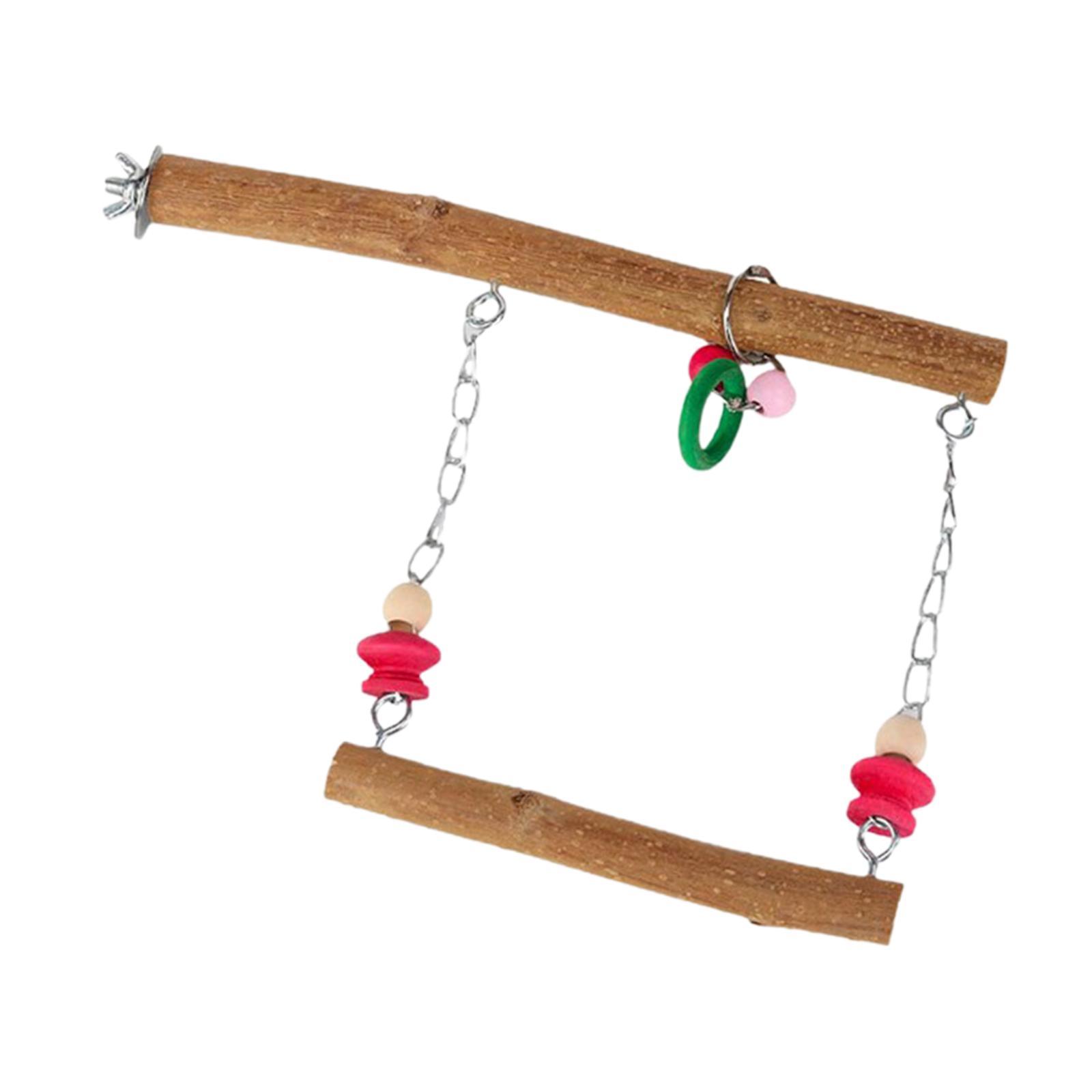 Bird Parrot Swing Chewing Toys Wooden Bird Toys for Finch Cockatiel Parakeet