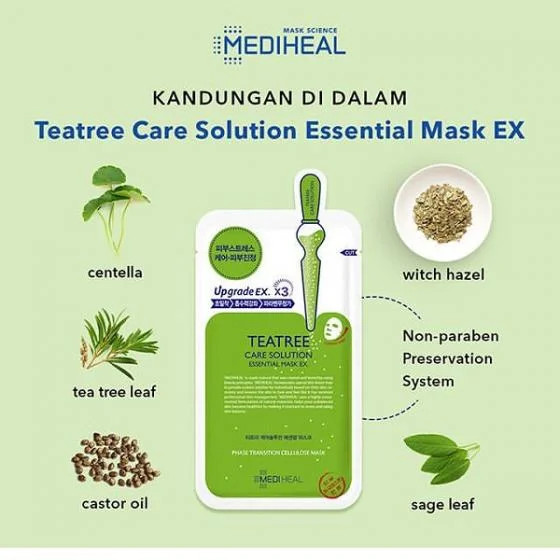 Combo 5 Mặt Nạ Ngăn Ngừa Mụn Mediheal Teatree Solution Essential Mask Ex 25mlx5