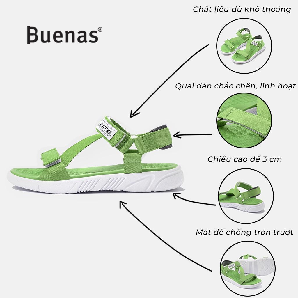 Giày sandal nam nữ unisex đi học quai ngang Buenas Sport S5 đế cao 3 phân