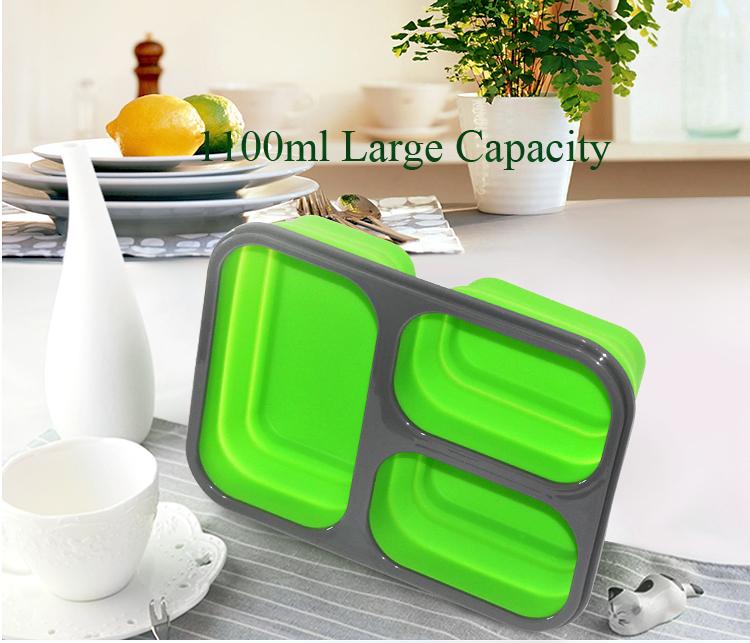 Silicone Folding Lunch Box Lunch Box Thực phẩm container lò vi sóng dã ngoại Bộ đồ ăn