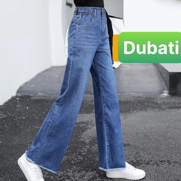 QUẦN JEAN BAGGY NỮ CHẤT BÒ XANH CO GIÃN ỐNG RỘNG NÂNG MÔNG LƯNG CAO SÀNH ĐIỆU- DB 6714- DUBATI FASHION