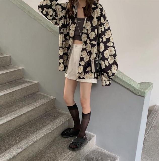 ÁO SƠ MI HOA CÚC TAY DÀI
