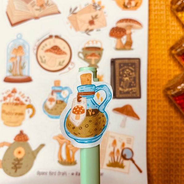 Sticker sheet vintage mushrooms - chuyên dán, trang trí sổ nhật kí, sổ tay | Bullet journal sticker - unim055