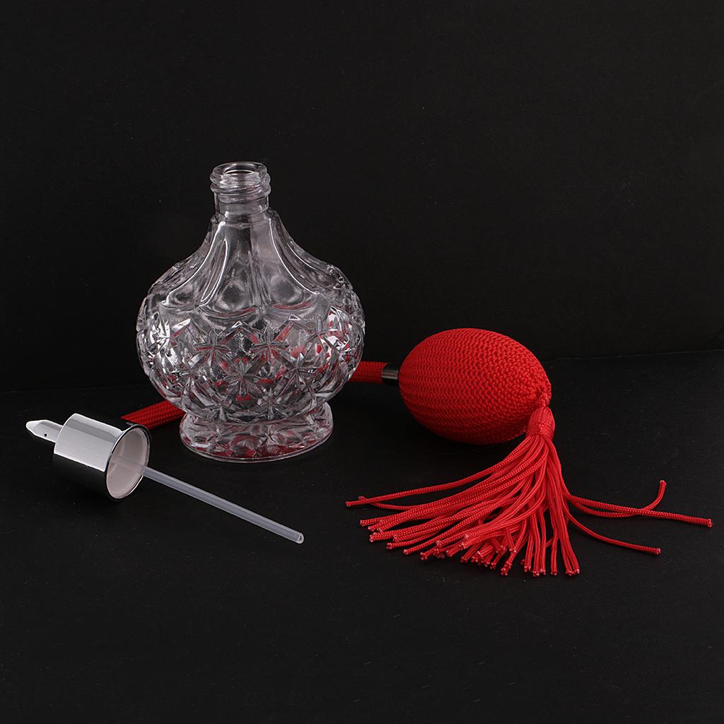 2pcs Empty 100ml Perfume Aftershave Bottle W/ Long Spray Tassels Makeup Tool