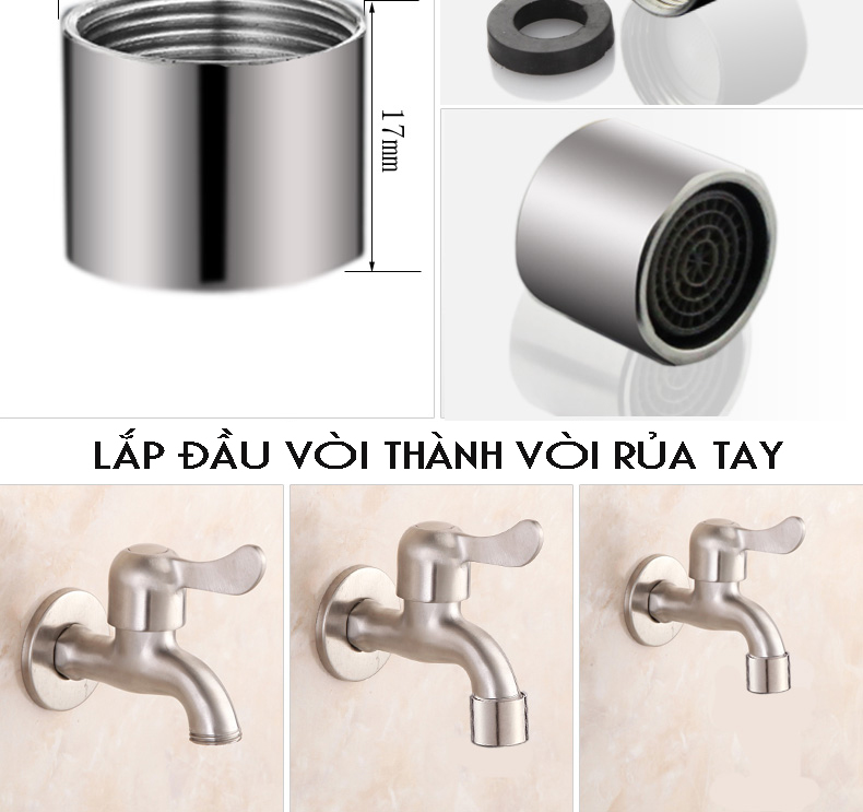 ĐẦU NỐI CHUYỂN ĐỔI VÒI MÁY GIẶT, VÒI RỬA TAY, VÒI NƯỚC THÔNG DỤNG - INOX 304