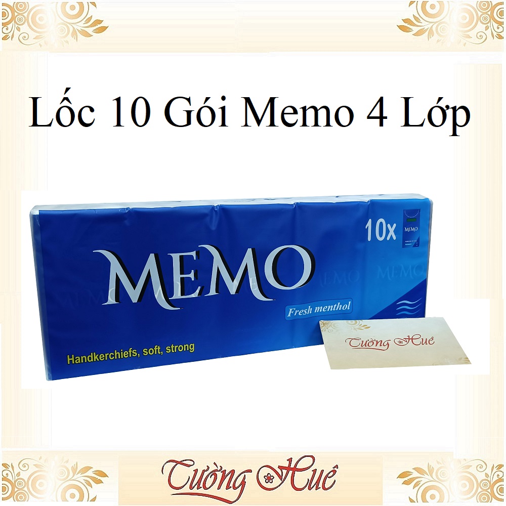 Khăn Giấy Bỏ Túi Memo 4 Lớp - Lốc/10 Gói ( Hương Ngẫu Nhiên )