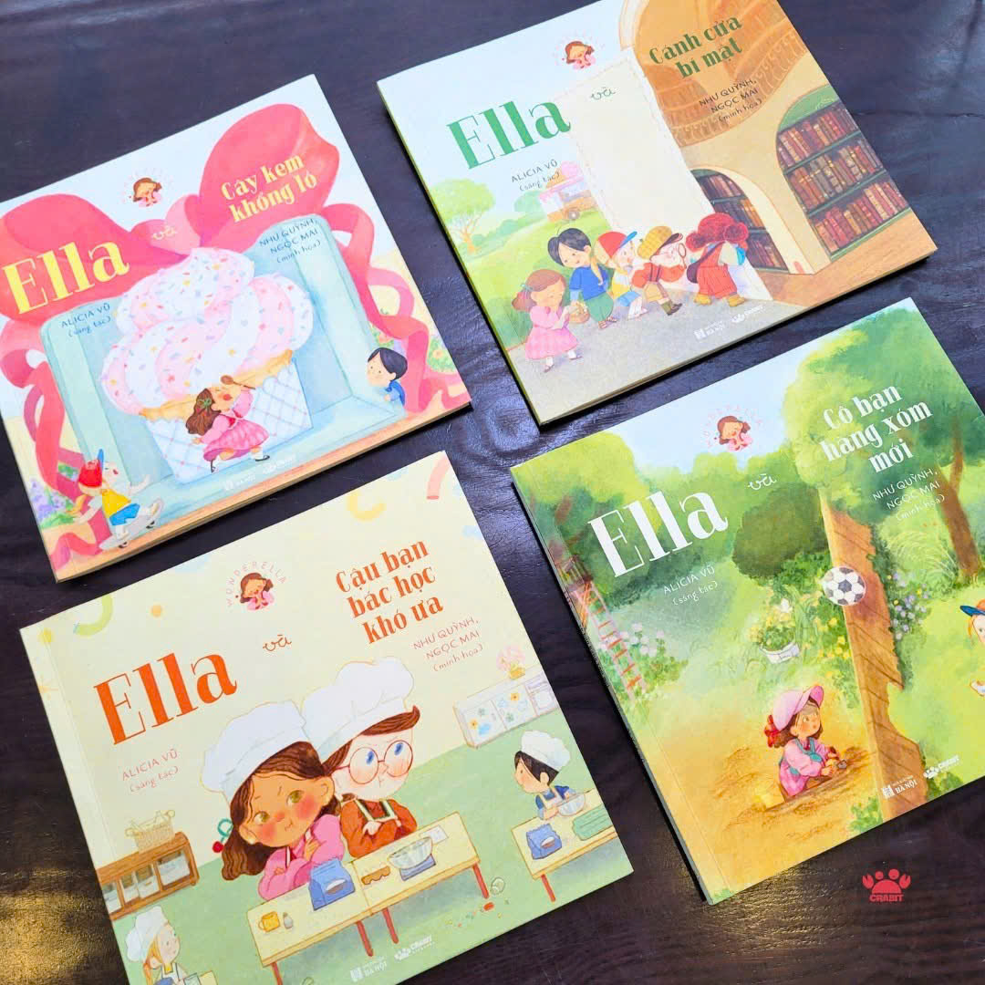 [SÁCH QUỐC GIA] (Tặng túi tote, trọn bộ 4 tập) WONDERELLA: Ella và cô bạn hàng xóm mới; Ella và cậu bạn bác học khó ưa; Ella và cây kem khổng lồ; Ella và cánh cửa bí mật - Alicia Vũ - Như Quỳnh, Ngọc Mai minh họa – Crabit Kidbooks