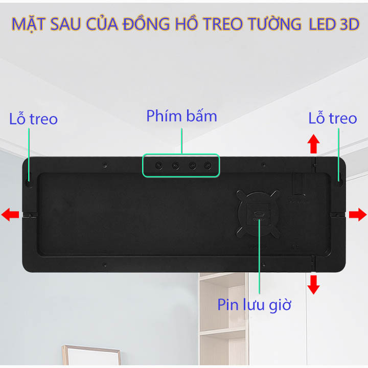 Đồng Hồ Điện Tử Treo Tường Led 3D Điều Khiển Tử Xa DS6626, Màn Hình Hiển Thị Đa Thông Tin