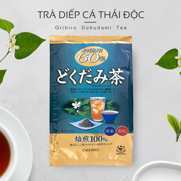 Trà diếp cá thanh nhiệt thải độc Orihiro Nhật Bản giảm táo bón, mụn nhọt, làm đẹp da gói 60 túi lọc JN-OR-DC01