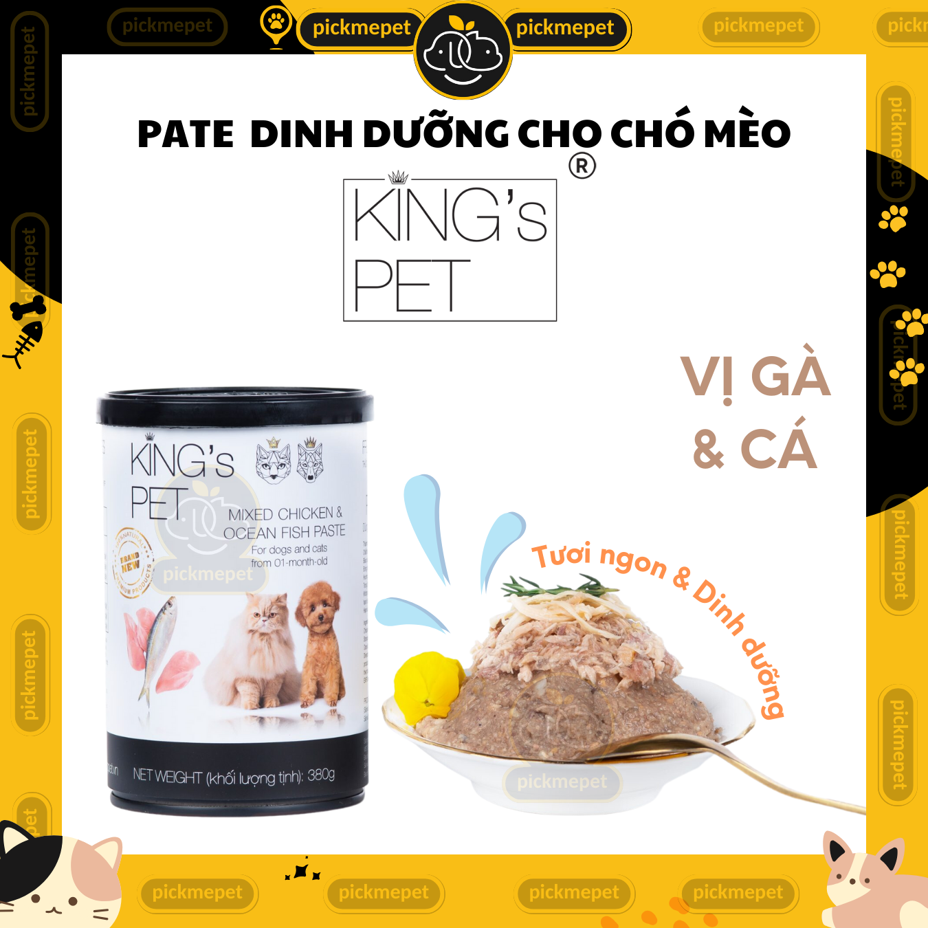 Pate Lon King's Pet Kingpet (380gr) -  King Pet Cho Chó Mèo - Gà &amp; Kỷ Tử