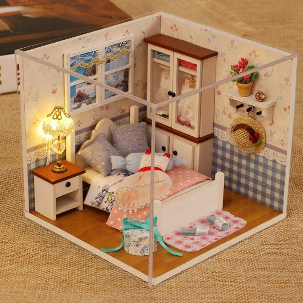 DIY Miniature Dollhouse Kit with Furniture & LED Light, 1:24 Scale Model 3D House Kit, Best Birthday/Christmas Gift for Kids Adults