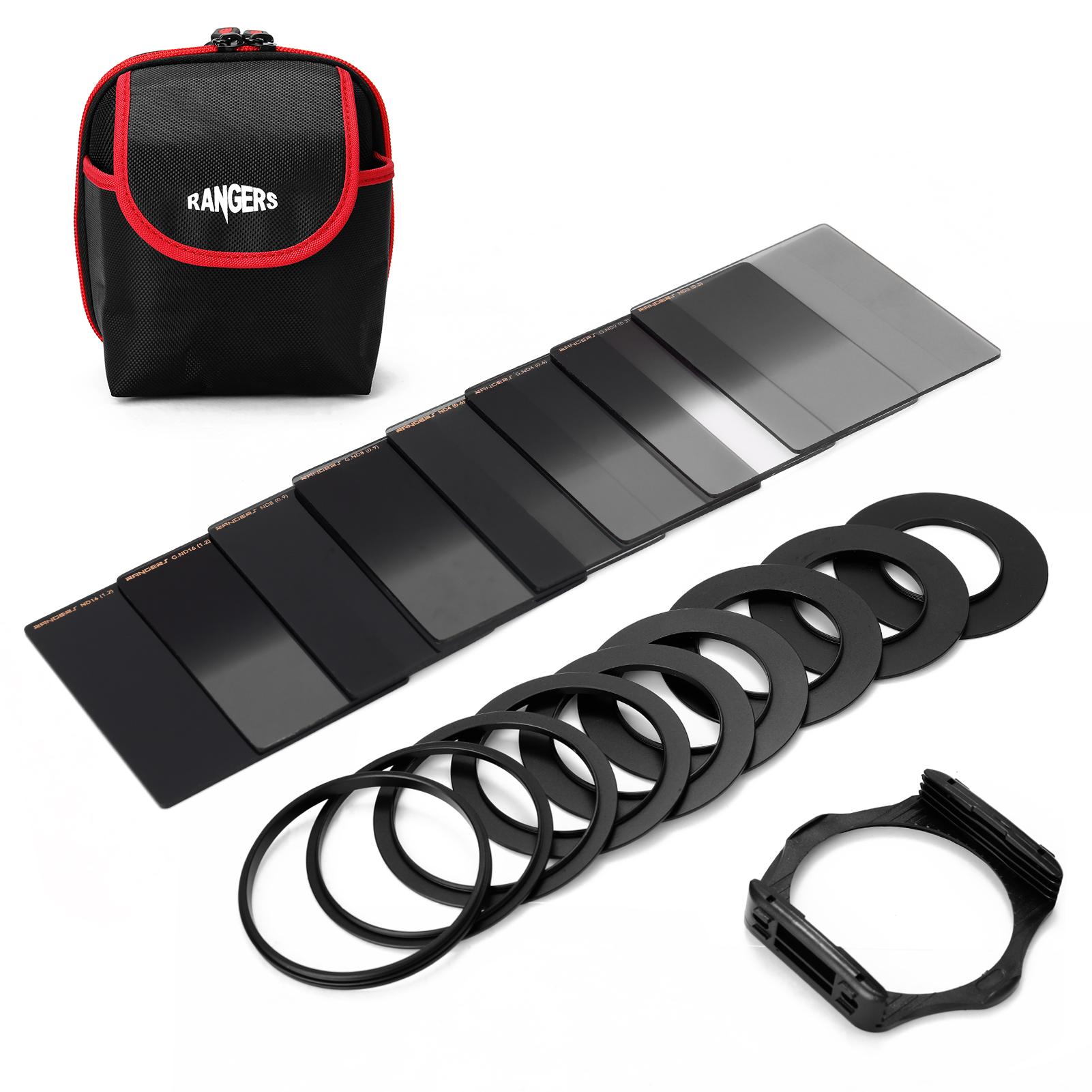 Square Neutral Density Filter Kit ND2+4+8+16 Filter Set with Ring-Adapter and Filter Holder Camera Photography Accessory