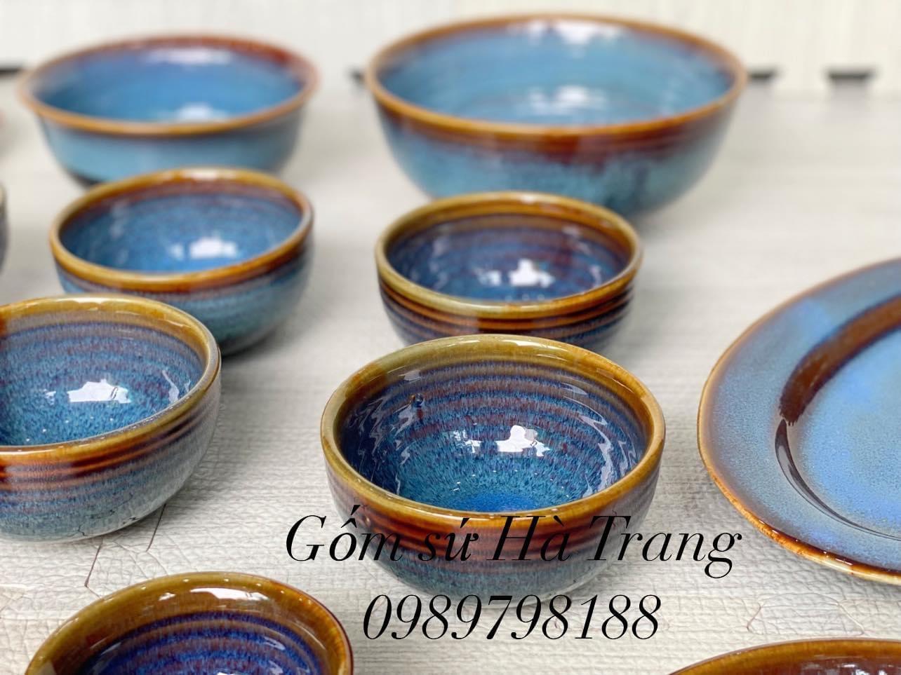Các món lẻ trong bộ bát đĩa gốm sứ Bát Tràng cao cấp men hoả biến thiên thanh HBTT01