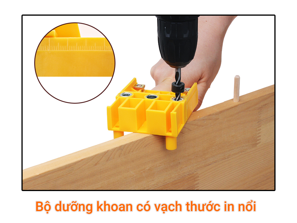 Bộ cữ khoan mộng gỗ thẳng mép tấm cầm tay 6-8-10mm 8 chi tiết