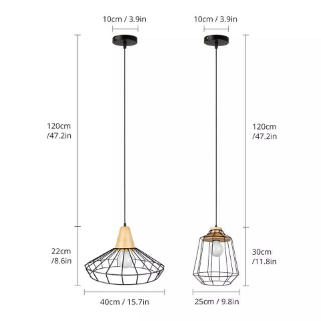 Đèn thả lồng nan đui giả gỗ cho nhà hàng HL1034