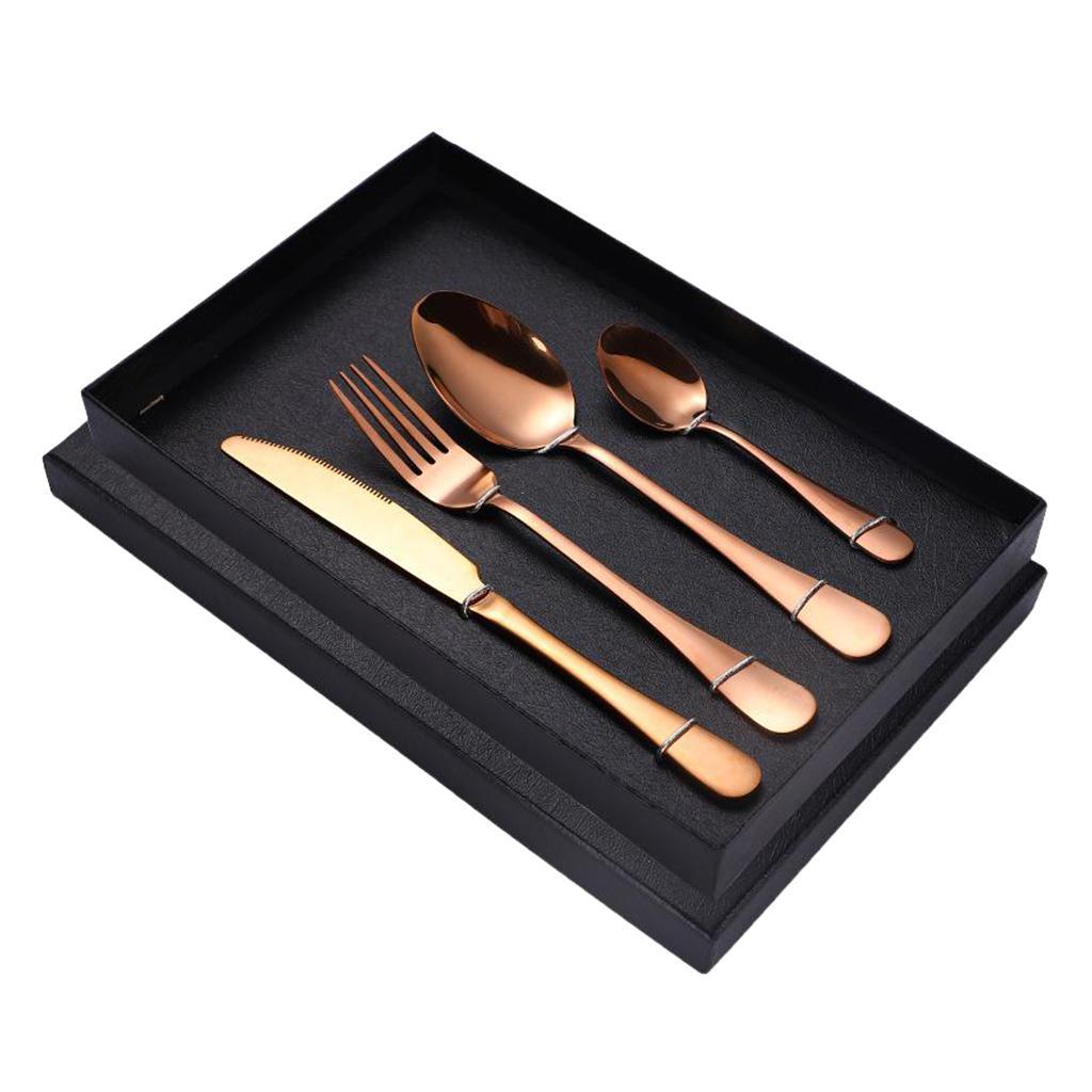 Stainless Steel Cutlery Set Spoon Fork Knife 4 piece Set Silver
