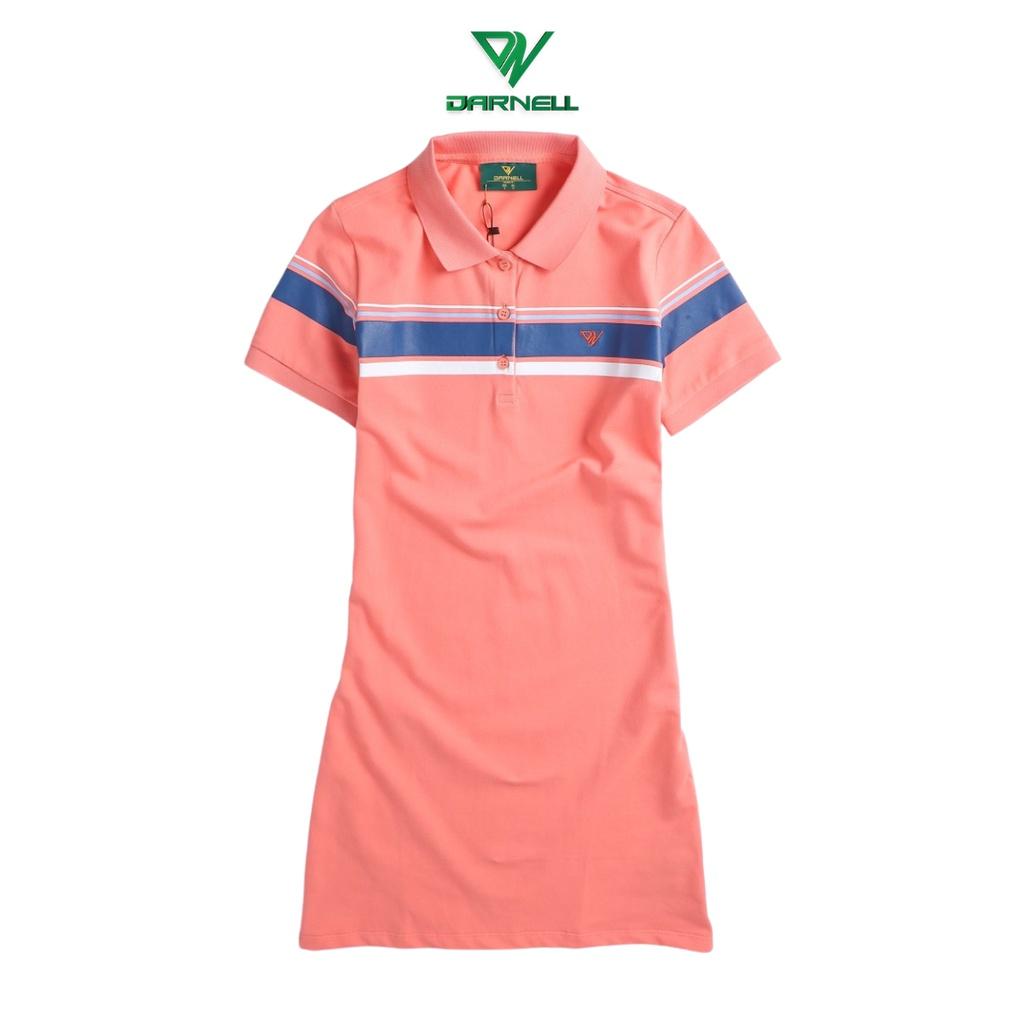 Váy polo nữ DARNELL kẻ ngang Hồng xanh chất cotton cao cấp V04