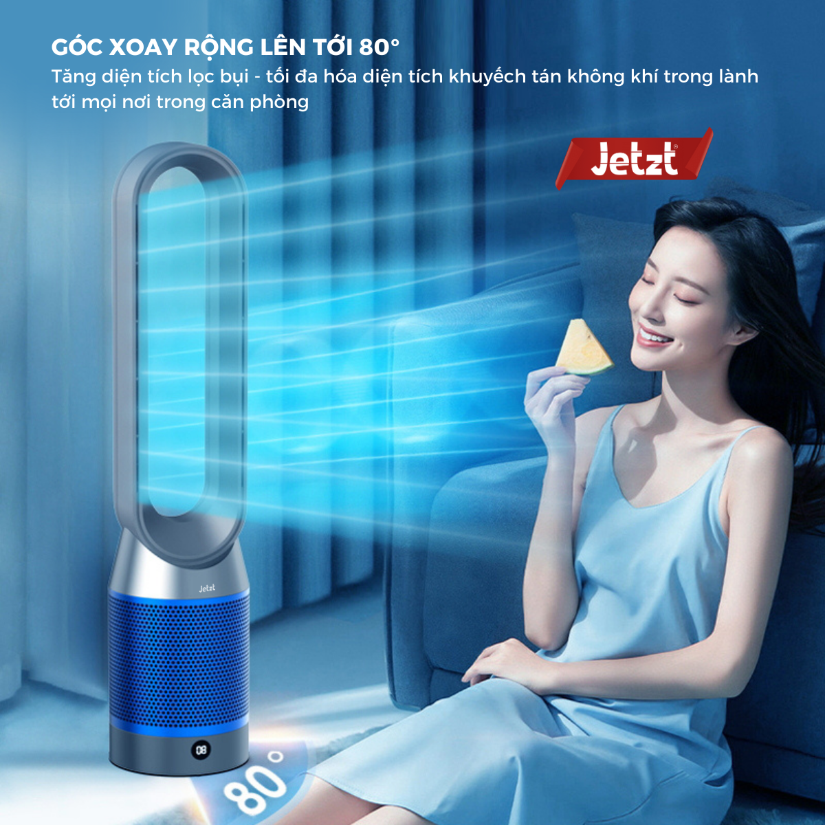Quạt không cánh tích hợp máy lọc không khí Jetzt Q7 , hàng chính hãng