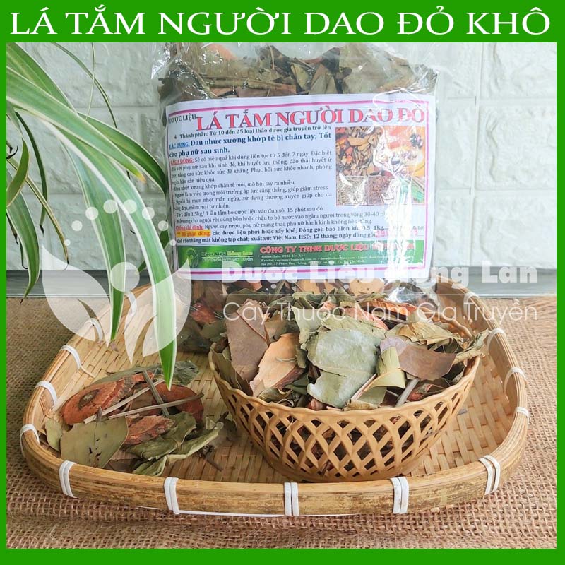 Lá Tắm Người Dao Đỏ khô sạch đóng gói 500gram