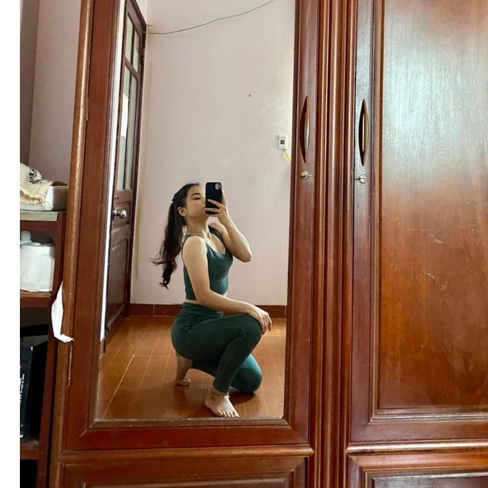 Đồ tập gym nữ bộ tập gym yoga erobic nữ áo sát nách quần dài chất liệu co giãn 4 chiều thấm hút tốt