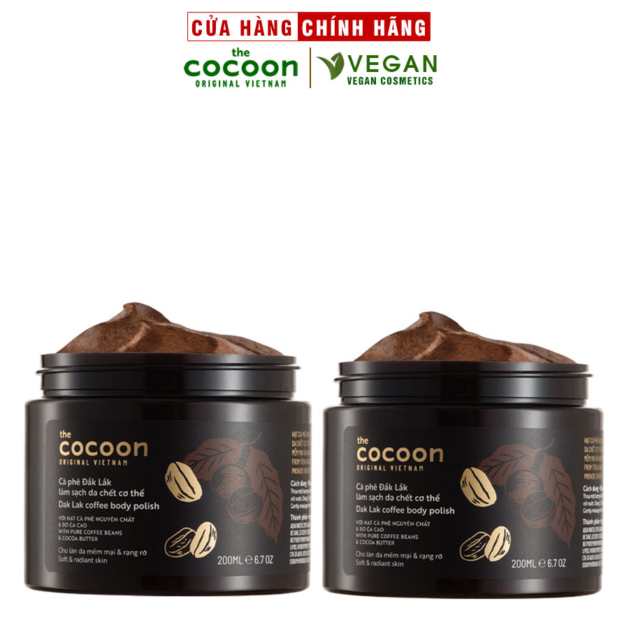 Combo 2 hũ Cà phê Đắk Lắk làm sạch da chết Cocoon