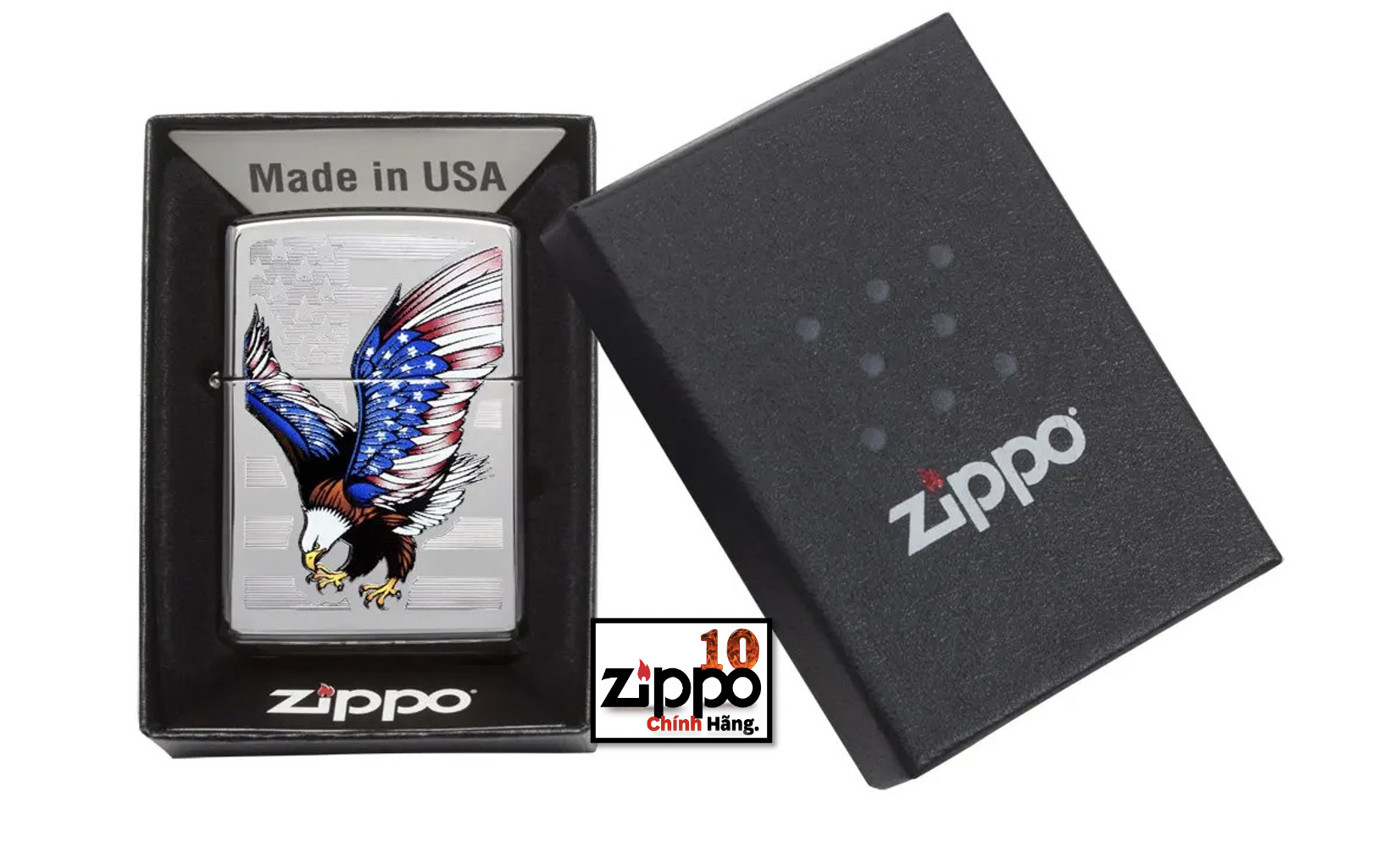 Bật lửa ZIPPO 28449 Eagle Flag - Chính hãng 100%