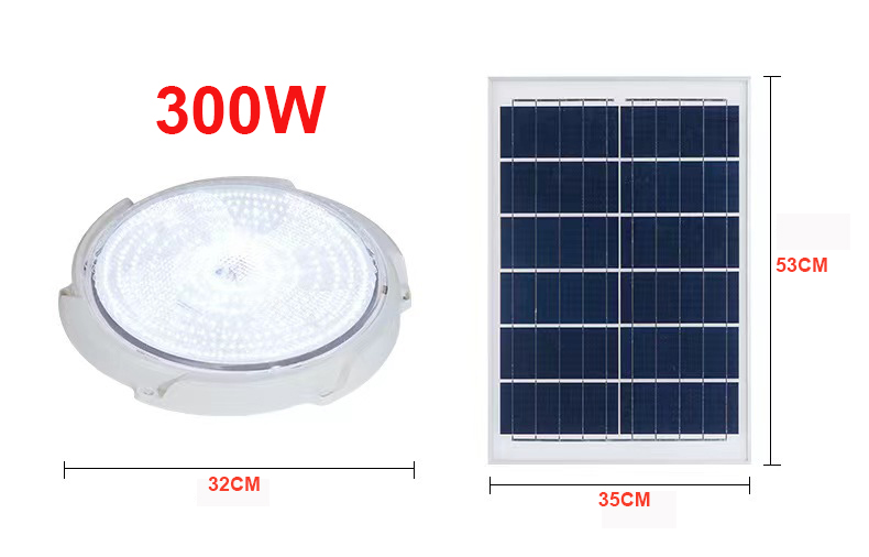 Đèn năng lượng mặt trời ốp trần 300W, Vỏ nhôm, Tấm pin NLMT rời, Ánh sáng trắng- 300WOT