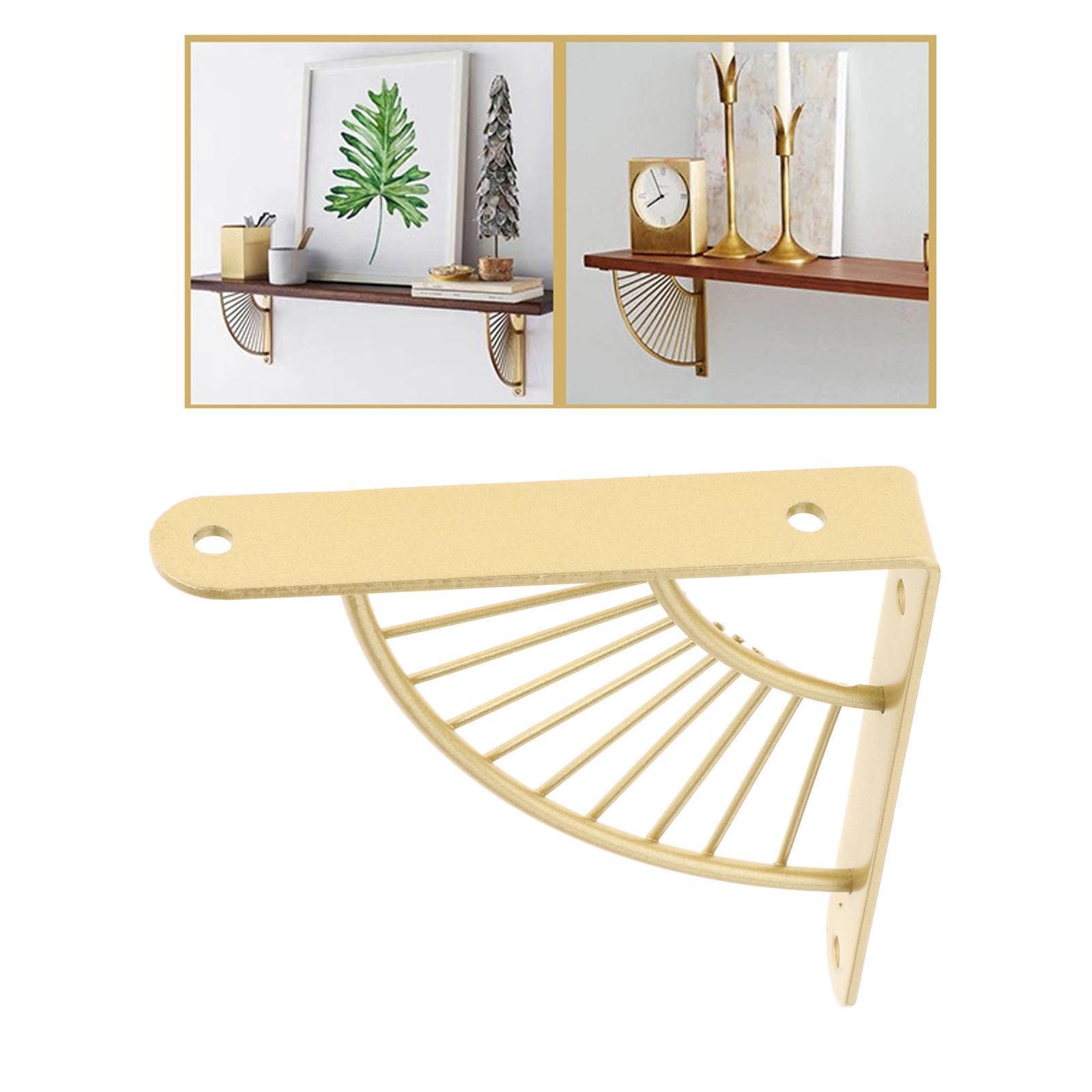 2X Nordic Metal Wall Mount Shelf Bracket Bathroom Kitchen Hardware Golden 15cm