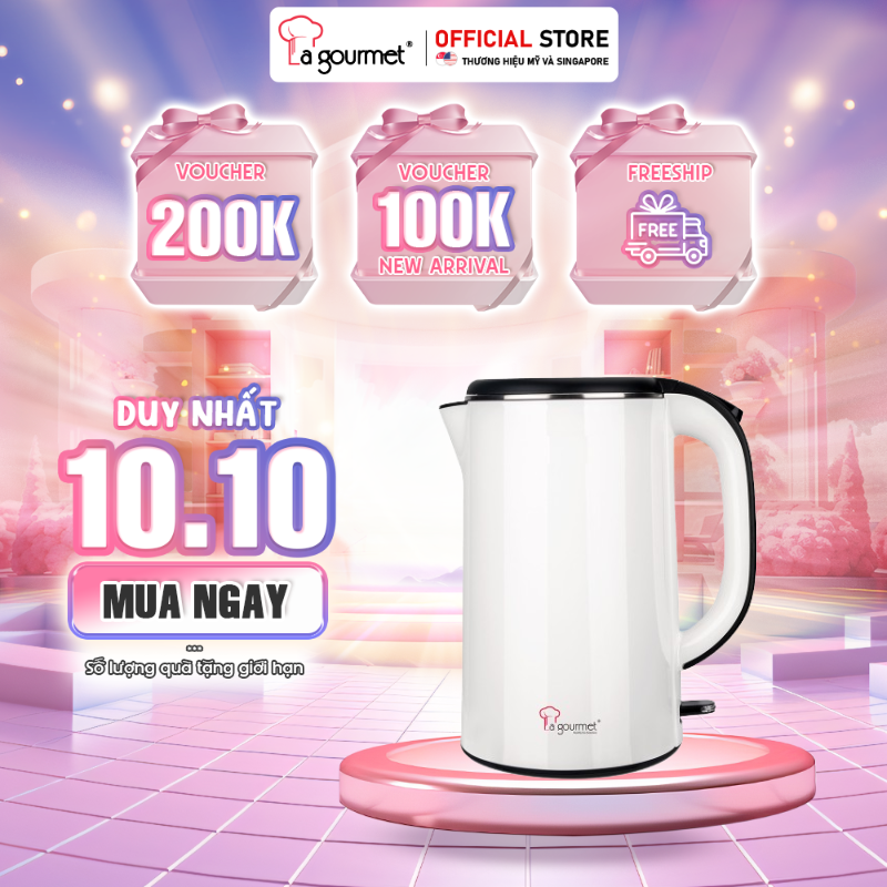 [Hàng chính hãng] Ấm siêu tốc chống bỏng không vi nhựa La gourmet 1800W 1.8L - (bảo hành 1 năm)