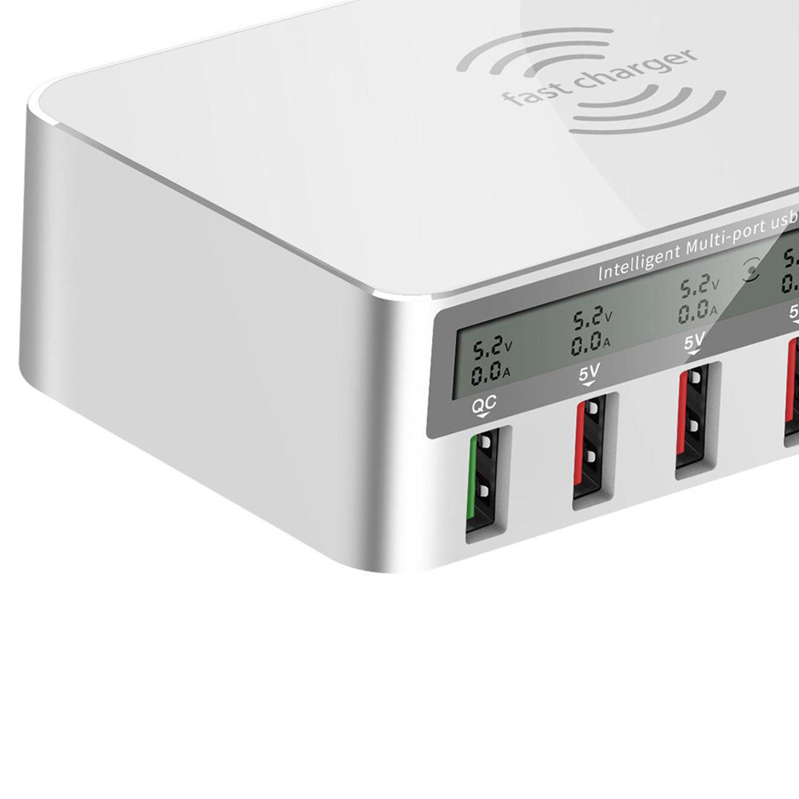 Desktop USB-C Qi 5 USB Ports QC 3.0 Charging Station for iPhone and More EU