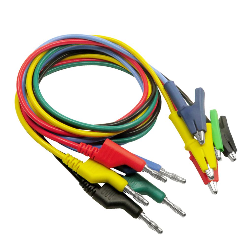25x 5-Color Banana to Alligator Clip Lead Wire Cable Supplies 1000V 15A