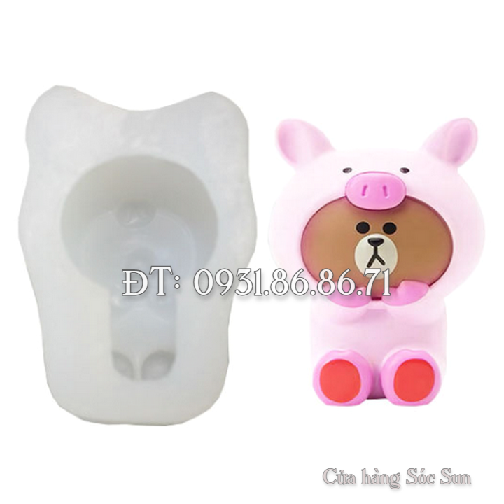 Khuôn silicon Gấu Heo siêu cute – Mã số 1577