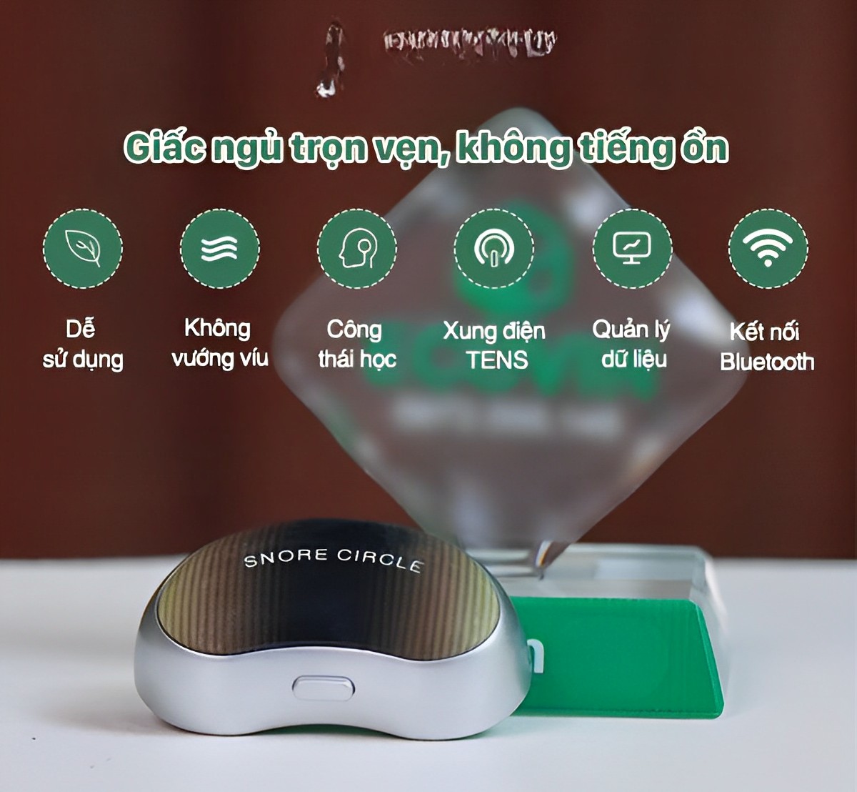 Máy chống ngáy ngủ,thiết bị chống ngáy ngủ Snore Circle HT56,dụng cụ chống ngáy với xung tần số thấp,quản lý bằng app dễ dàng cho bạn giấc ngủ sâu và trọn vẹn