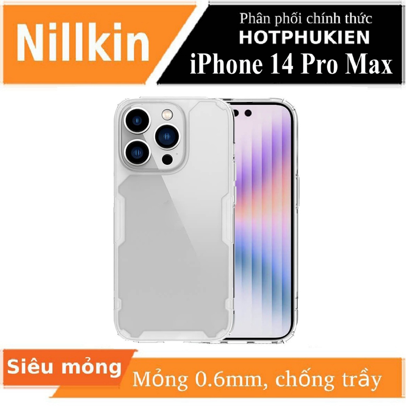 Ốp lưng dẻo TPU cho iPhone 14 Pro Max  hiệu Nillkin Nature TPU Pro Case chống sốc, chống chịu mọi va đập - hàng nhập khẩu