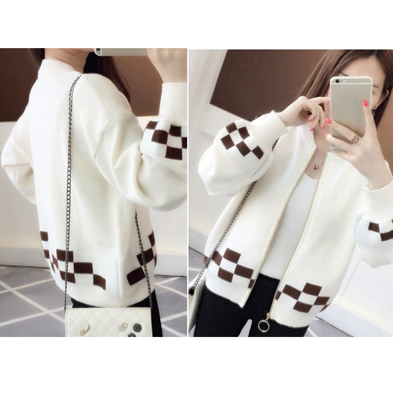 Hình ảnh Áo cardigan len nữ dáng ngắn phong cách Hàn Quốc khóa kéo, chất len mềm mại S0091