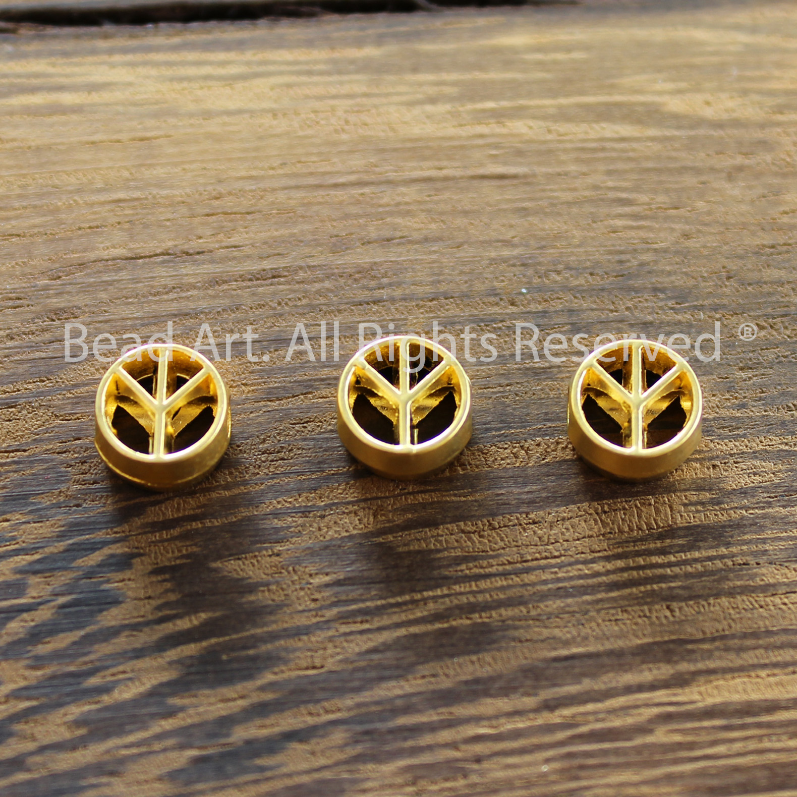 [1 Cái] 8MM Charm Biểu Tượng Hòa Bình Mạ Vàng 24K Thủ Công Thổ Nhĩ Kỳ, Phối Vòng Tay Phong Thuỷ, Chuỗi Hạt - Bead Art