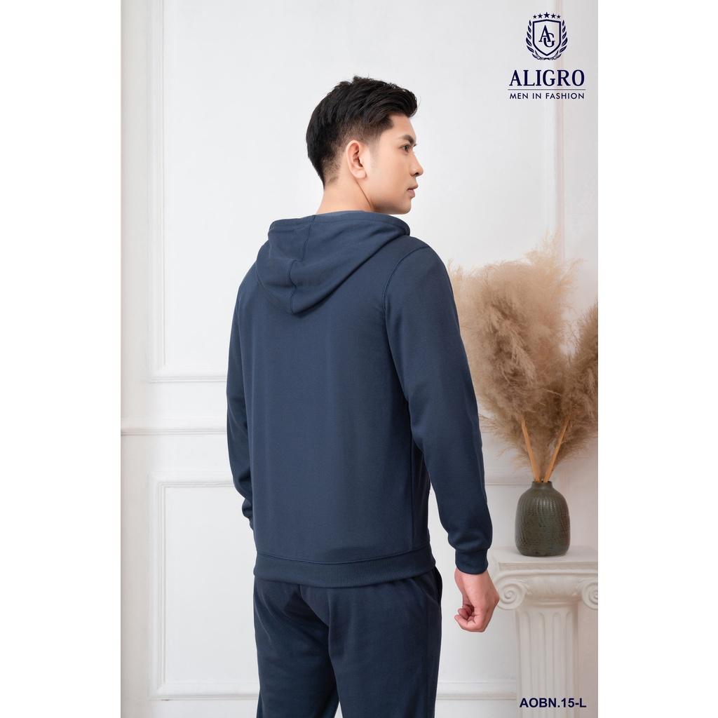 Bộ nỉ hoddie có mũ nam dài tay ALIGRO chất liệu nỉ 100% cotton màu navy ALGBN.15