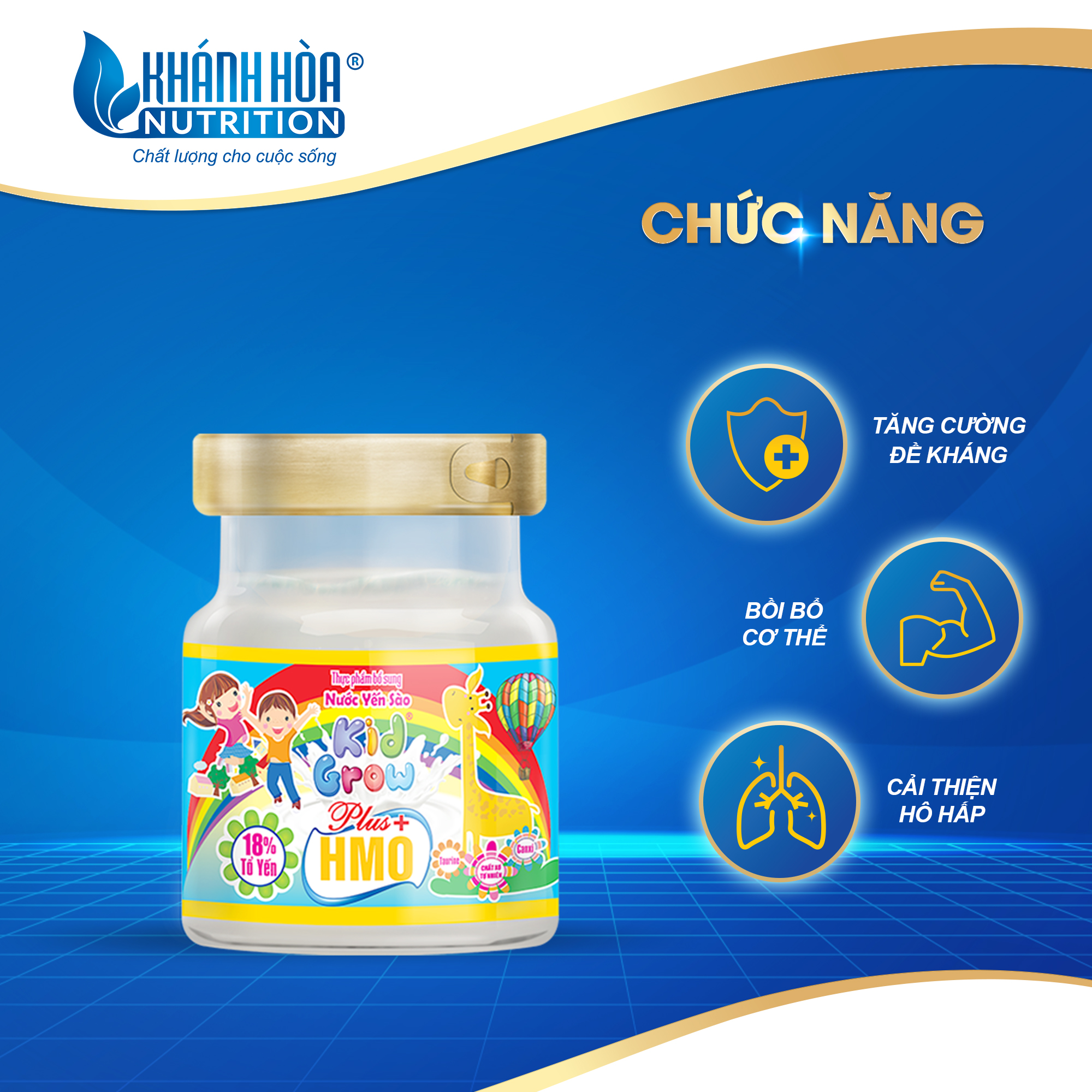 Nước Yến Sào KidGrow Bổ Sung HMO 18% -Khánh Hòa Nutrition - 6 Lọ x 70 ML