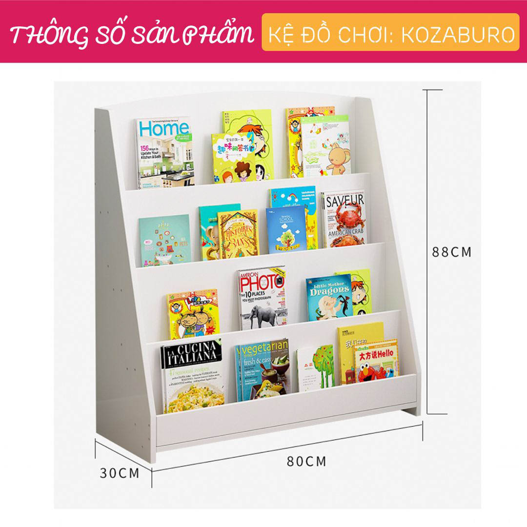 Kệ để đồ chơi cho bé SMLIFE Kozaburo | Gỗ MDF dày 17mm chống ẩm | D80xR30xC88cm