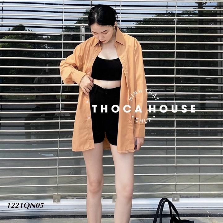 Quần short tây đen, nude, nâu trơn kiểu săn lai THOCA HOUSE trẻ trung hiện đại, chuẩn form dày dặn