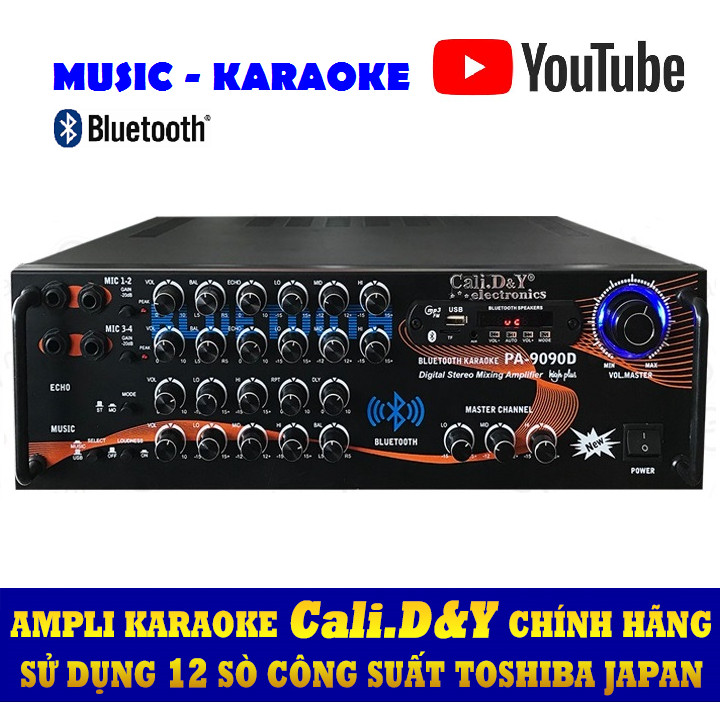 Amply Bluetooth Ampli Karaoke Gia đình 12 sò lớn Cali.D&amp;Y PA-9090D - Hàng chính hãng
