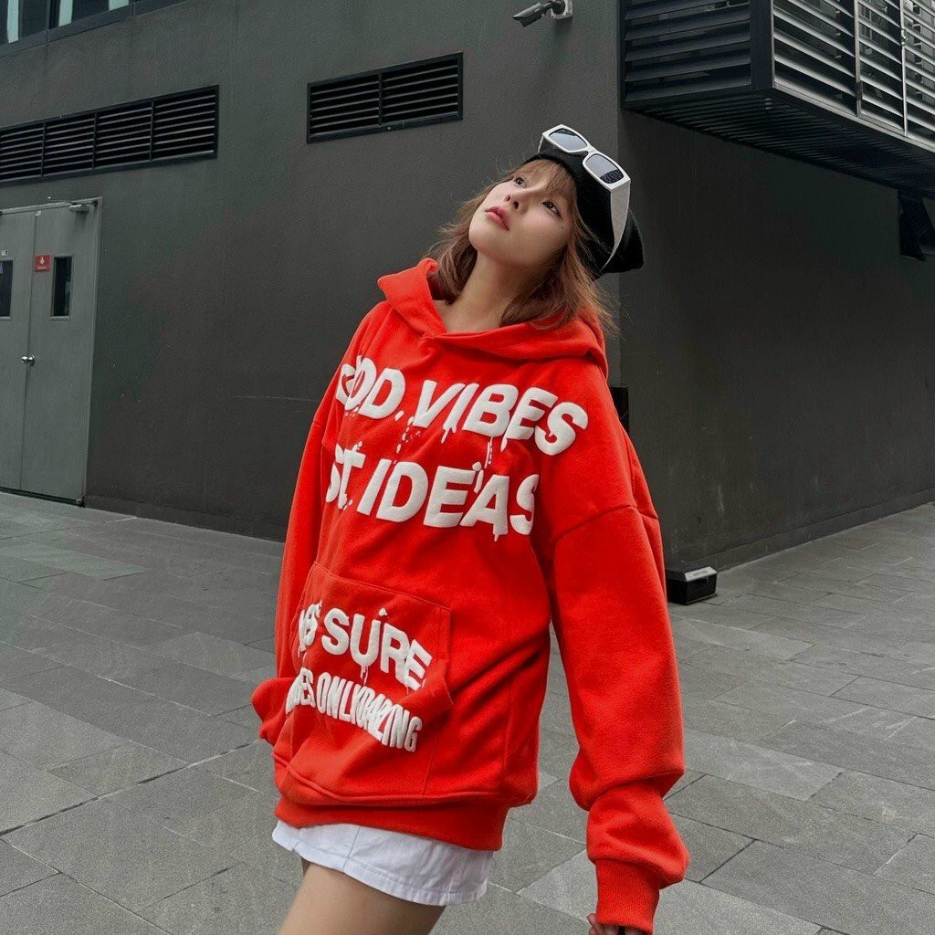 ÁO HOODIE LÓT NHUNG TAY DÀI OVERSIZE IN CHỮ NỔI TRẮNG GOOG VIBES PHONG CÁCH HÀN QUỐC PHONG CÁCH HOT TREND, Áo khoác Hoodies Nỉ GOOLL From Rộng In Chữ Nổi Mẫu Hot Trend