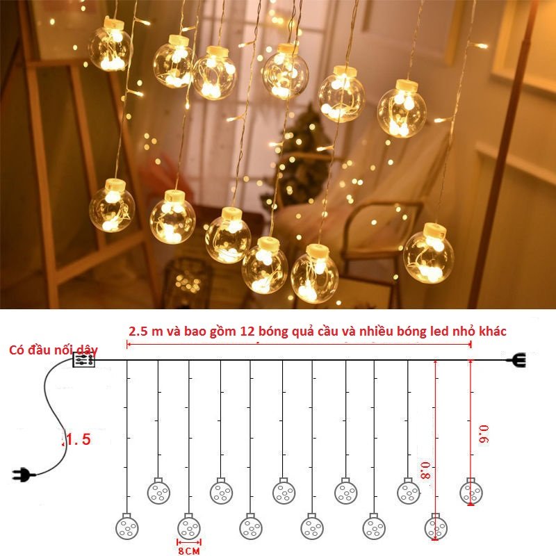 Đèn trang trí chùm đèn led bóng tròn ánh sáng lãng mạn